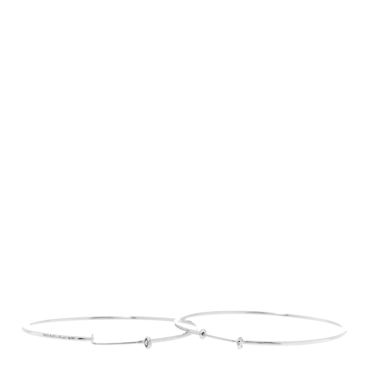 Sterling Silver Diamond Medium Elsa Peretti Hoop Earrings