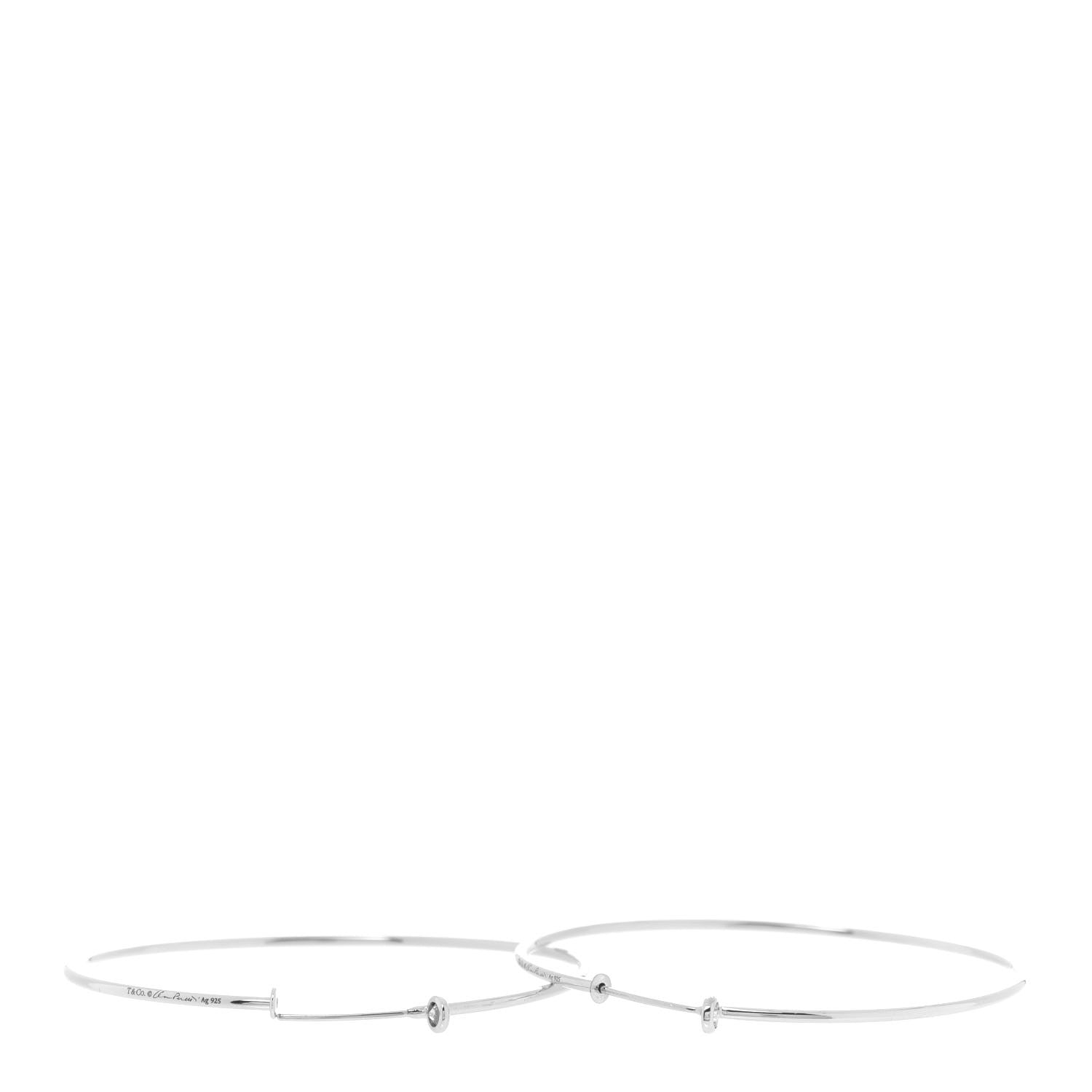 Tiffany Sterling Silver Diamond Medium Elsa Peretti Hoop Earrings 4 of 4