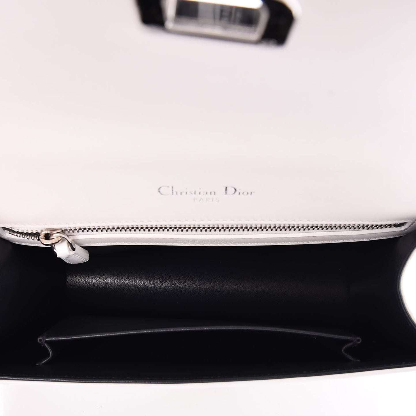 Patent Micro-Cannage Small Diorama Flap Bag White