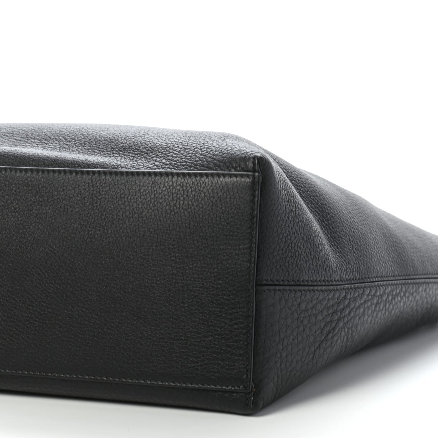Grained Calfskin Rockstud Shoulder Tote Black