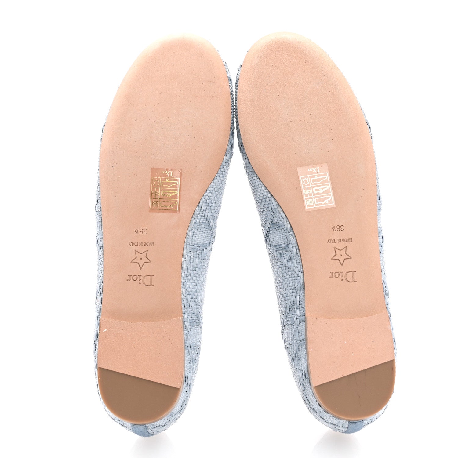 Christian Dior Raffia Cannage Ballet Flat 38.5 Bleu Pastel 6 of 10