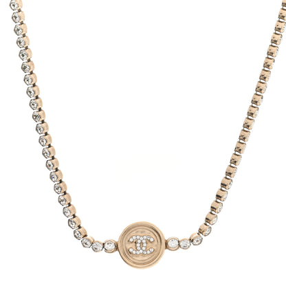 Chanel Crystal CC Chain Short Necklace Gold 1 of 5