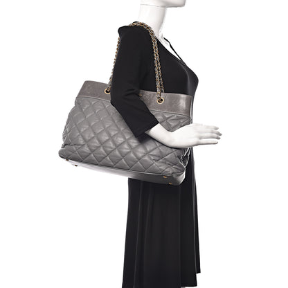 Chanel Calfskin Quilted Large Soft Elegance Tote Grey 2 of 12