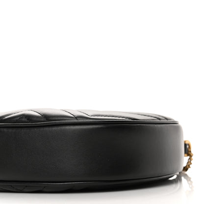 Gucci Calfskin Matelasse Chevron Mini GG Marmont Half Moon Hobo Black 9 of 10