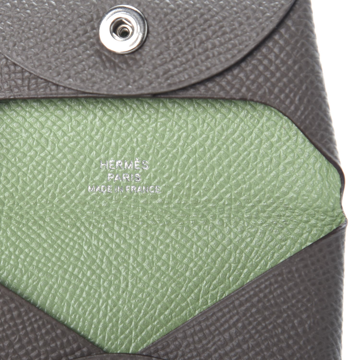 Hermes Epsom Bastia Verso Coin Purse Gris Etain Vert Criquet 5 of 6