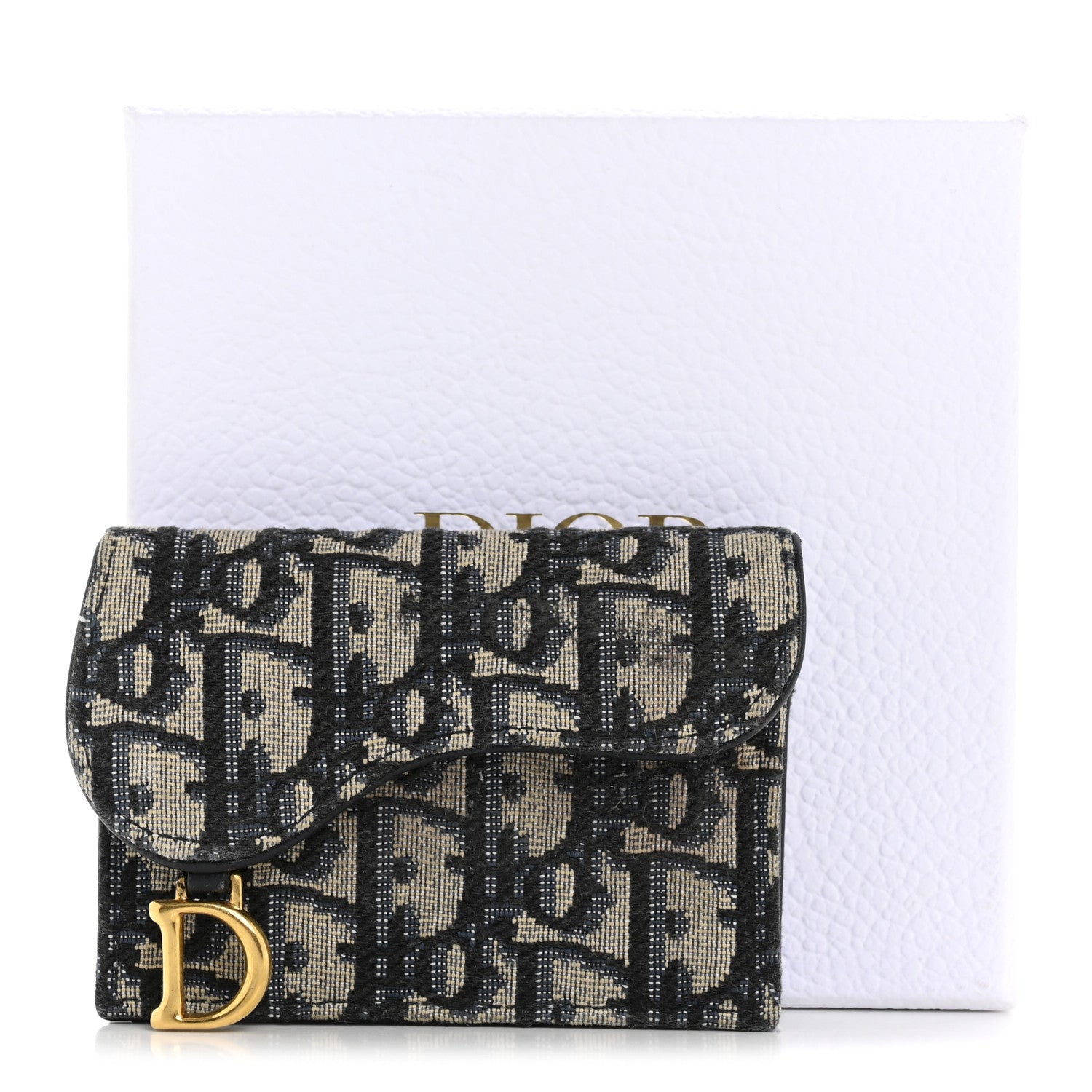 Christian Dior Oblique Saddle Card Holder Blue 10 of 10