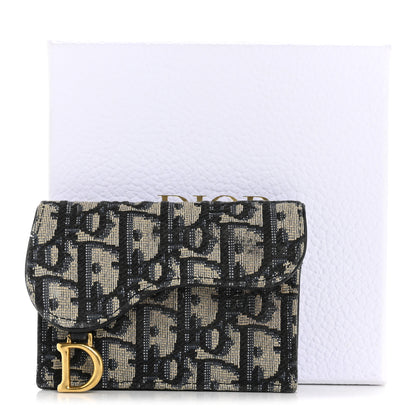 Christian Dior Oblique Saddle Card Holder Blue 10 of 10