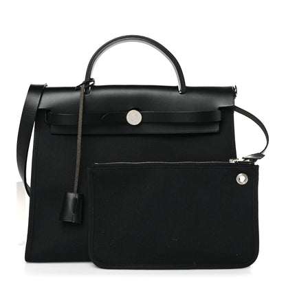 Hermes Military Toile Vache Hunter Herbag Zip PM 31 Black 1 of 8