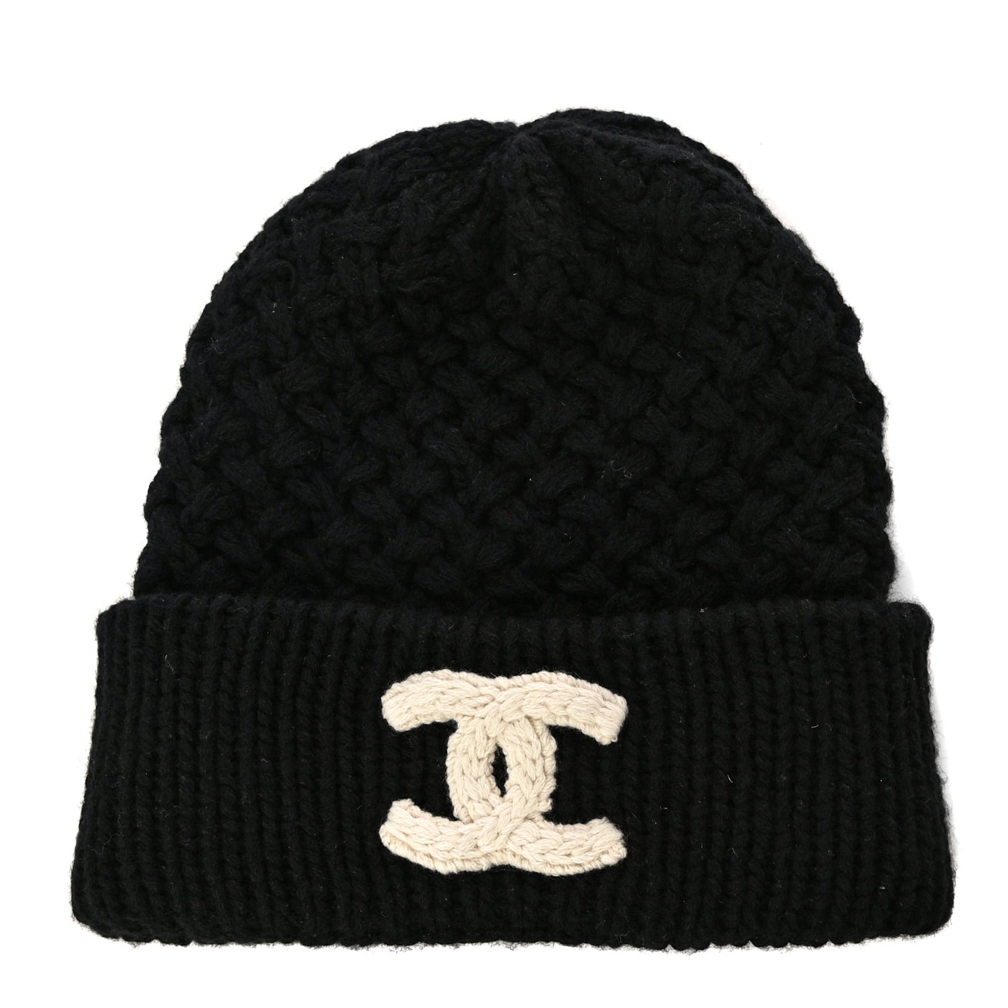 Cashmere CC Beanie Hat Black White