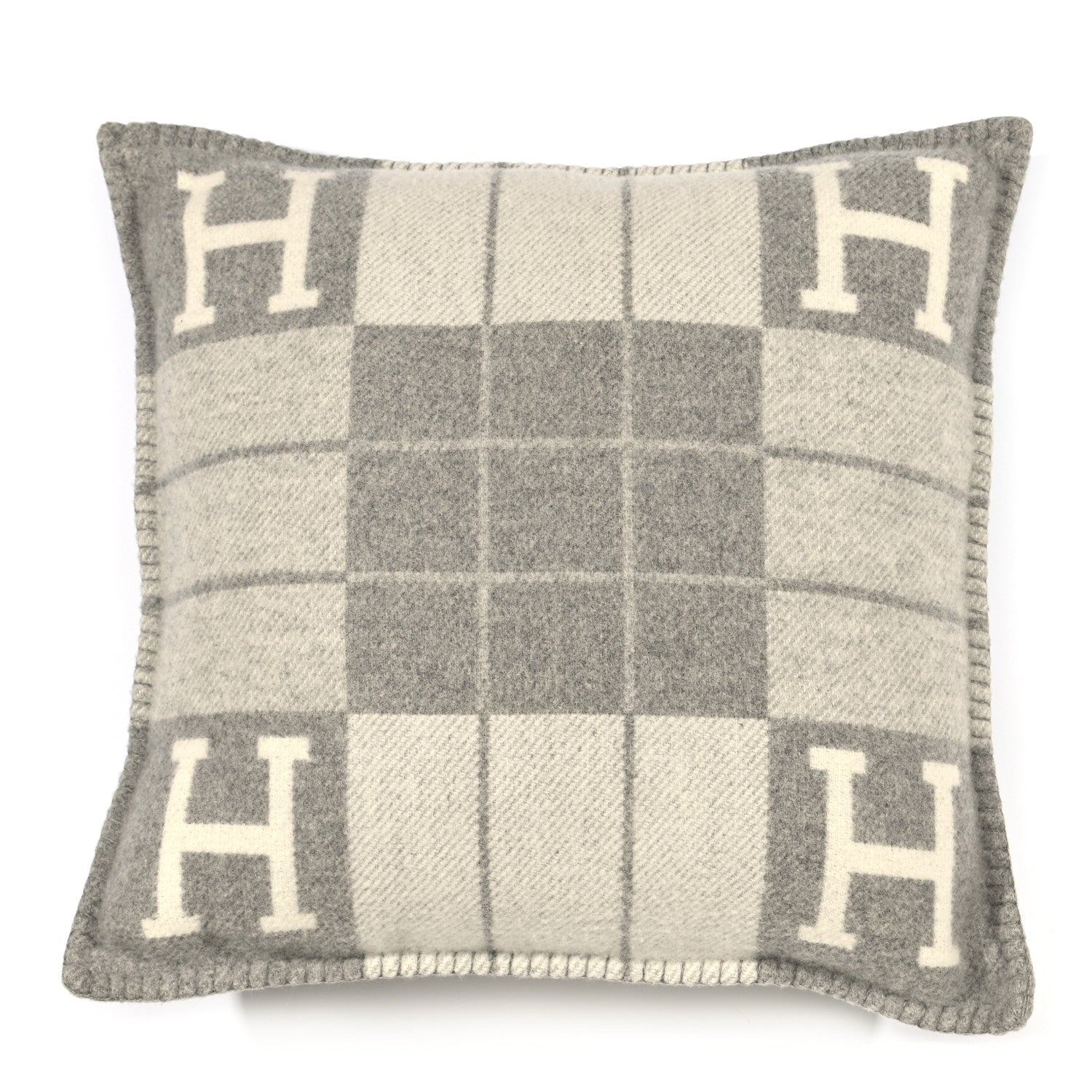 Hermes Wool Cashmere Avalon III Pillow PM Ecru Gris Clair 1 of 3