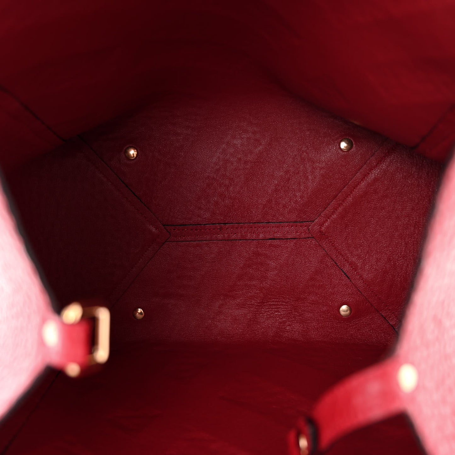 Signature Grain Calfskin Check Embossed Small Canterbury Tote Red