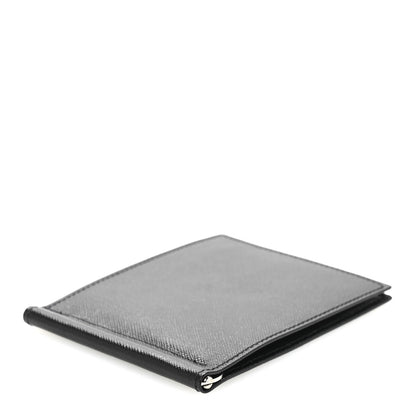 Prada Saffiano Money Clip Bi-Fold Wallet Black 4 of 10
