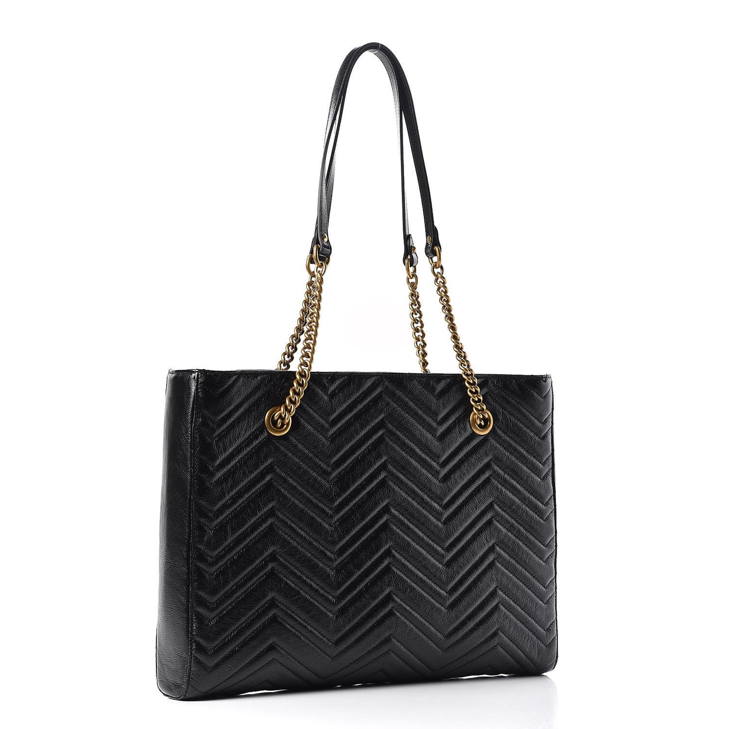Vintage Calfskin Matelasse Medium GG Marmont Slim Tote Black
