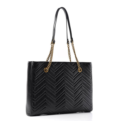 Gucci Vintage Calfskin Matelasse Medium GG Marmont Slim Tote Black 3 of 7
