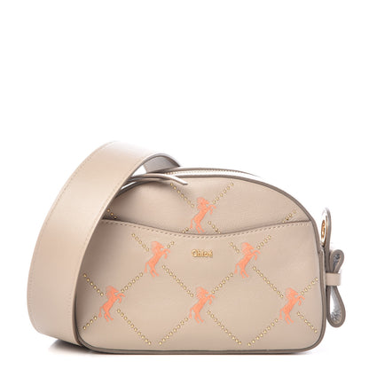 Chloe Smooth Calfskin Little Horses Embroidered Shoulder Bag Pastel Grey 1 of 10