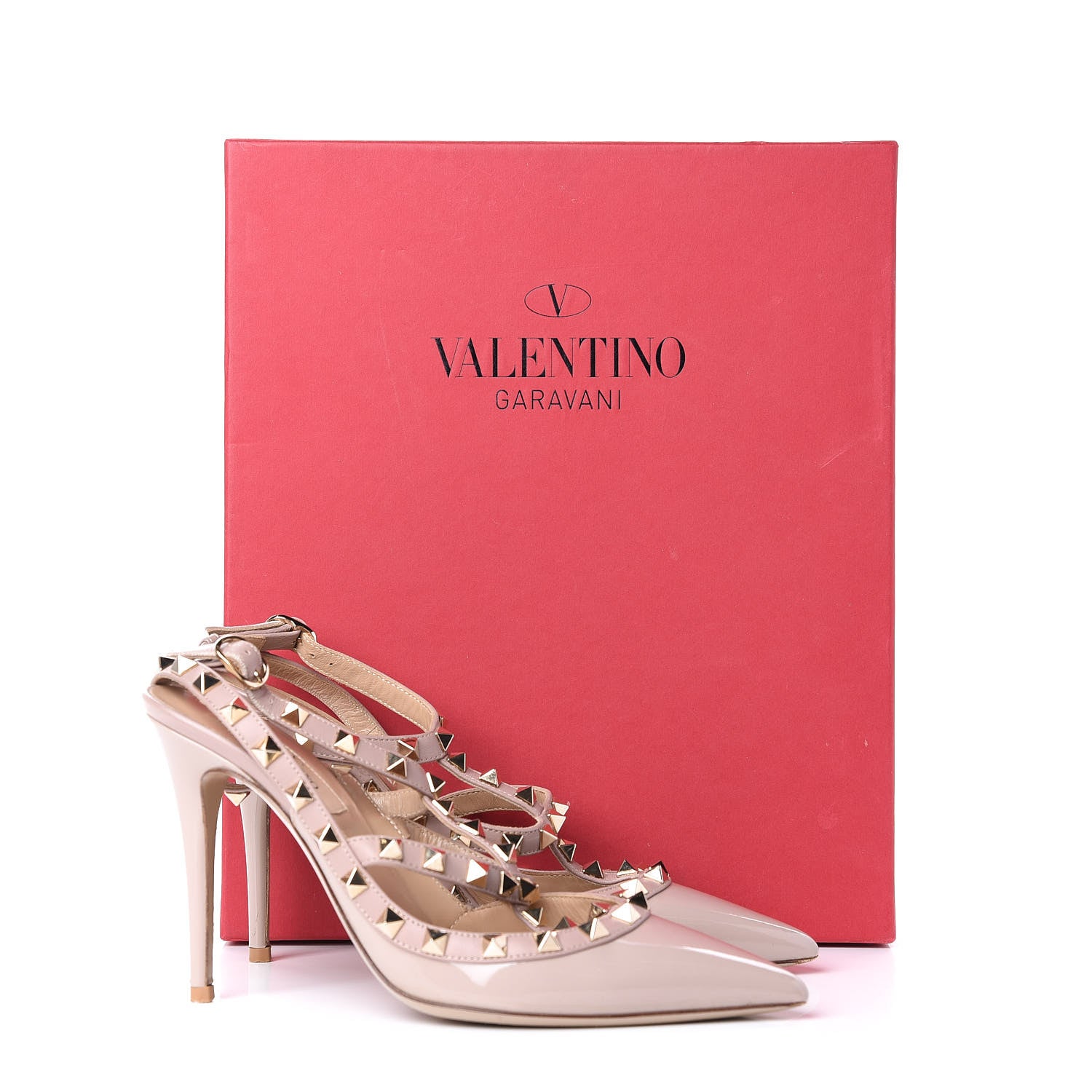 Valentino Garavani Patent Nappa Rockstud Ankle Strap 100mm Pumps 37 Poudre 11 of 11