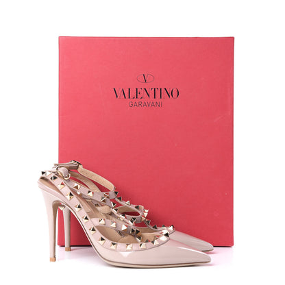 Valentino Garavani Patent Nappa Rockstud Ankle Strap 100mm Pumps 37 Poudre 11 of 11