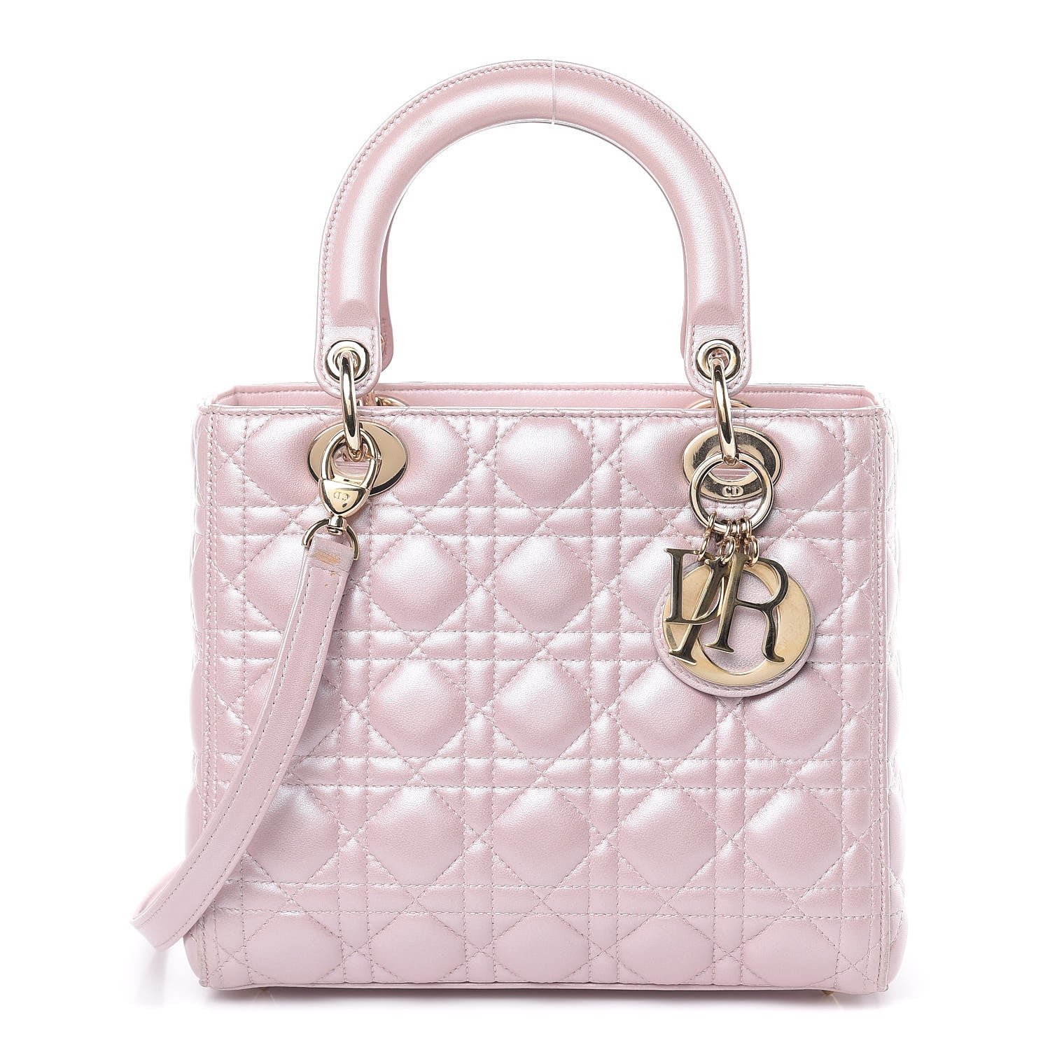 Christian Dior Pearly Lambskin Cannage Medium Lady Dior Lotus 1 of 13