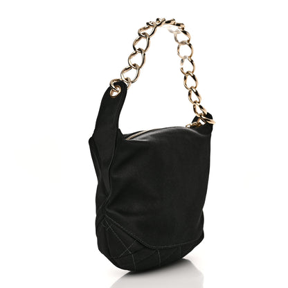Chanel Satin Quilted CC Chain Hobo Black 3 of 11