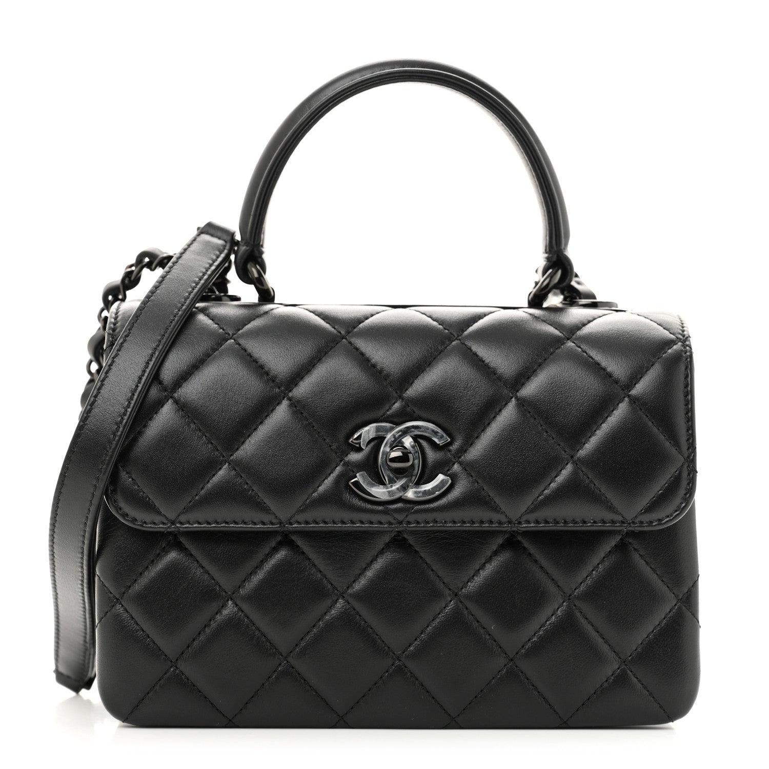 Chanel Lambskin Quilted Mini Trendy CC Dual Handle Flap Bag So Black 1 of 14