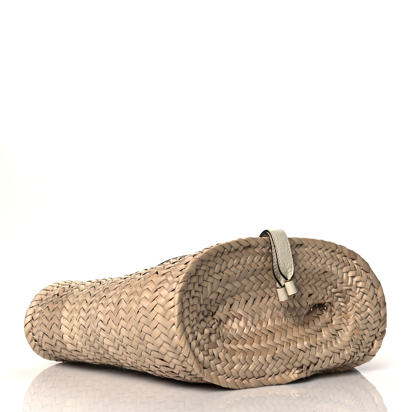 Raffia Small Grain Calfskin Medium Marcie Basket White