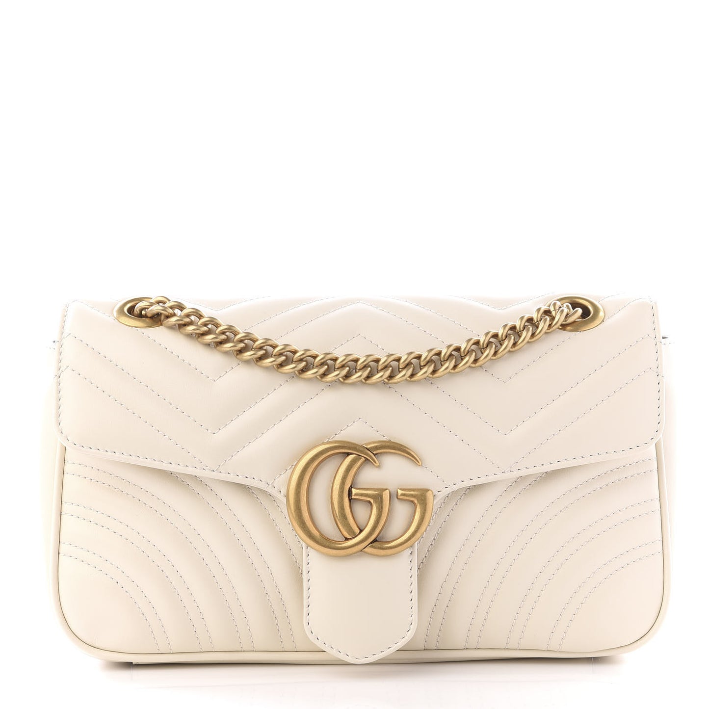 Calfskin Matelasse Small GG Marmont Shoulder Bag White
