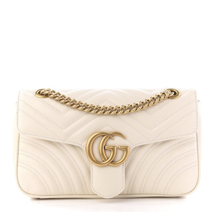 Gucci Calfskin Matelasse Small GG Marmont Shoulder Bag White 1 of 9