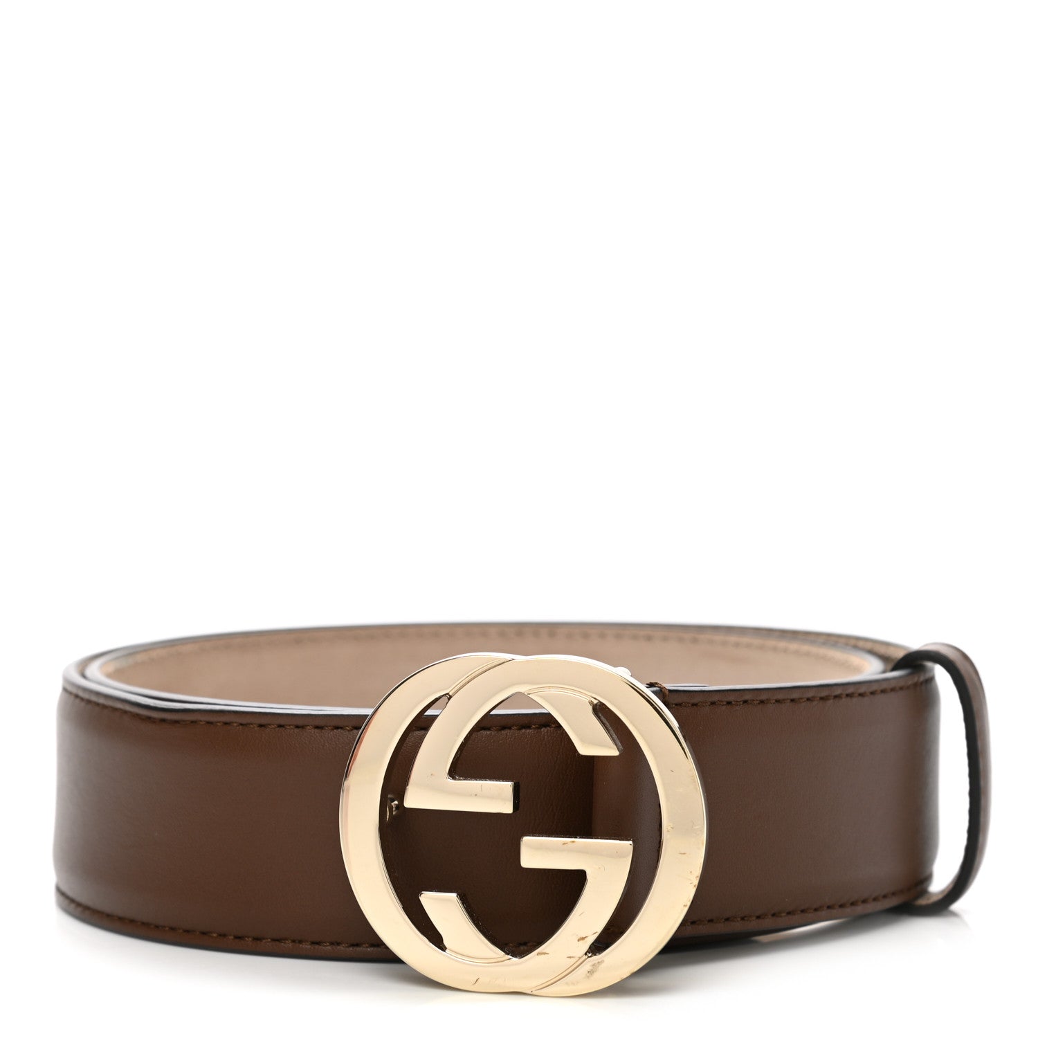 Gucci Calfskin Interlocking G 37mm Belt 75 30 Nut Brown 1 of 7
