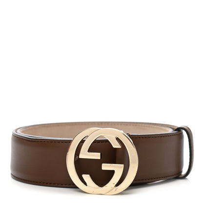 Gucci Calfskin Interlocking G 37mm Belt 75 30 Nut Brown 1 of 7