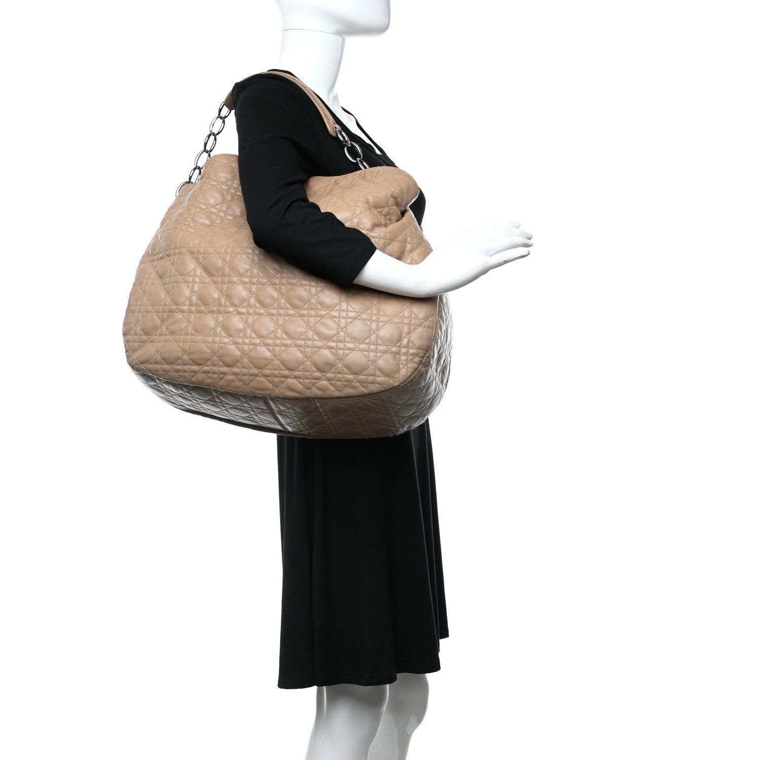 Christian Dior Lambskin Cannage Large Dior Soft Hobo Beige 2 of 14