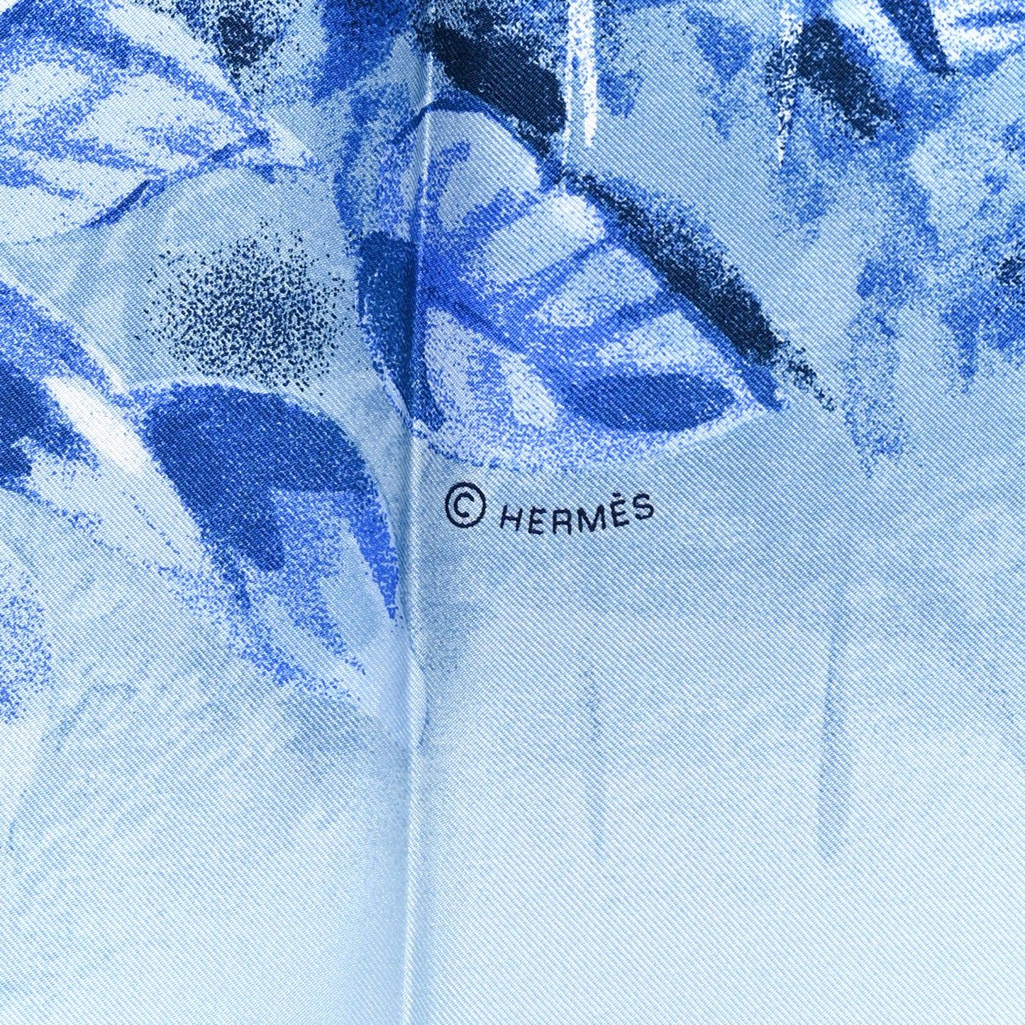 Silk Panthera Pardus Scarf 140 Bleu Ciel Marine White