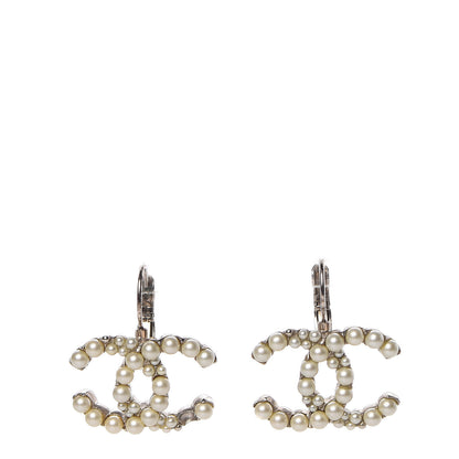 Chanel Pearl CC Dangle Earrings Light Gold 1 of 6