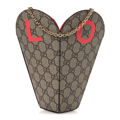 Gucci GG Supreme Monogram Love Valentines Day Small Heart Bag Beige Ebony New Geranium 1 of 10