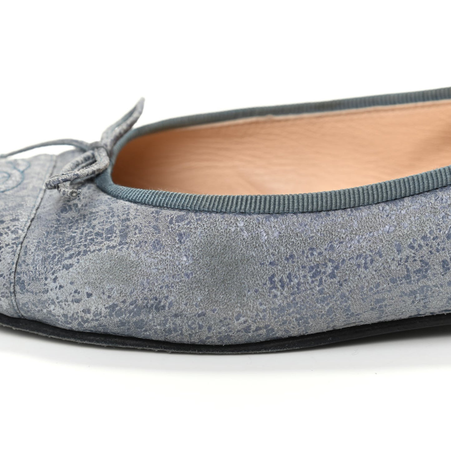 Iridescent Calfskin Cap Toe CC Ballerina Flats 39.5 Blue