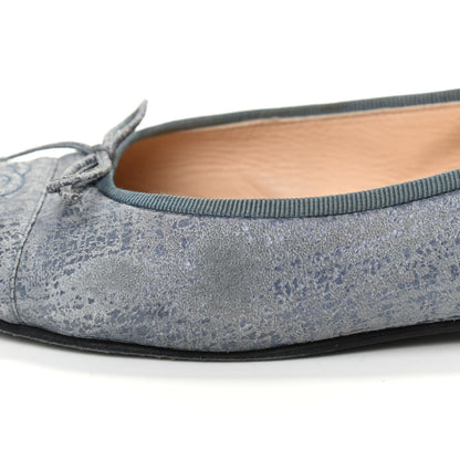 Chanel Iridescent Calfskin Cap Toe CC Ballerina Flats 39.5 Blue 12 of 12