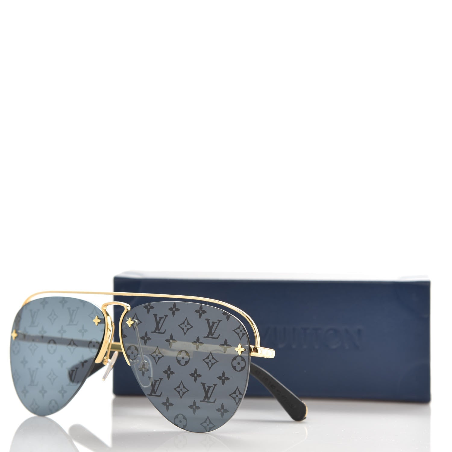 Louis Vuitton Metal Monogram Grease Sunglasses Z1172W Gold 8 of 8