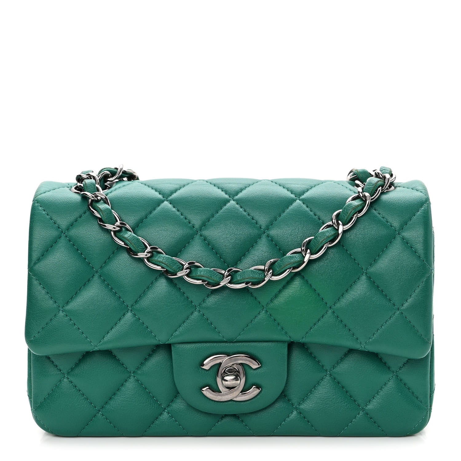 Chanel Lambskin Quilted Mini Rectangular Flap Green 1 of 10