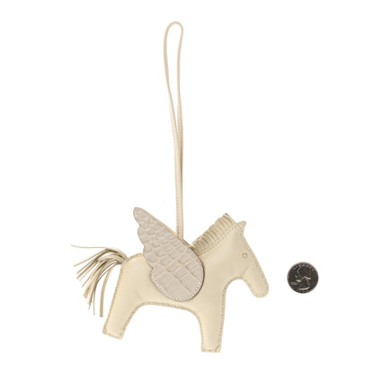 Hermes Milo Lambskin Matte Alligator Touch Grigri Rodeo Pegase Horse Bag Charm MM Craie Nata Beton 2 of 4