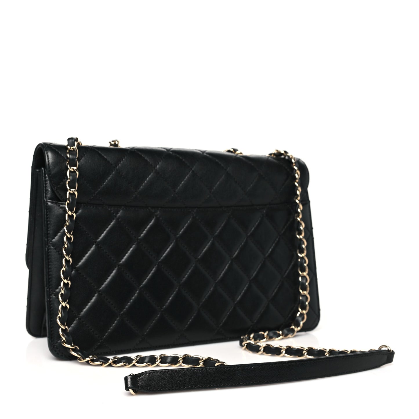 Sheepskin Quilted Large Beauty Lock Flap Black