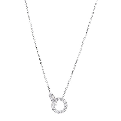 Cartier 18K White Gold Diamond Interlocking LOVE Paved Necklace 1 of 6