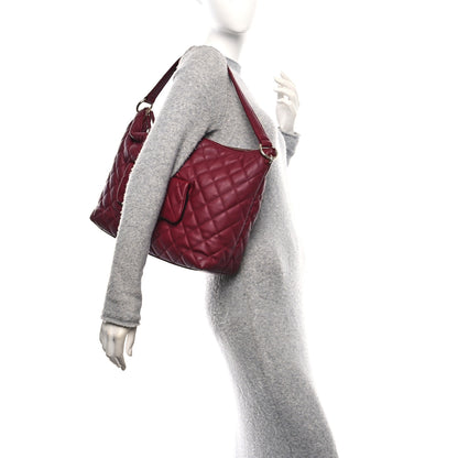 Chanel Calfskin Quilted Large Coco Mellow Hobo Burgundy 2 of 12