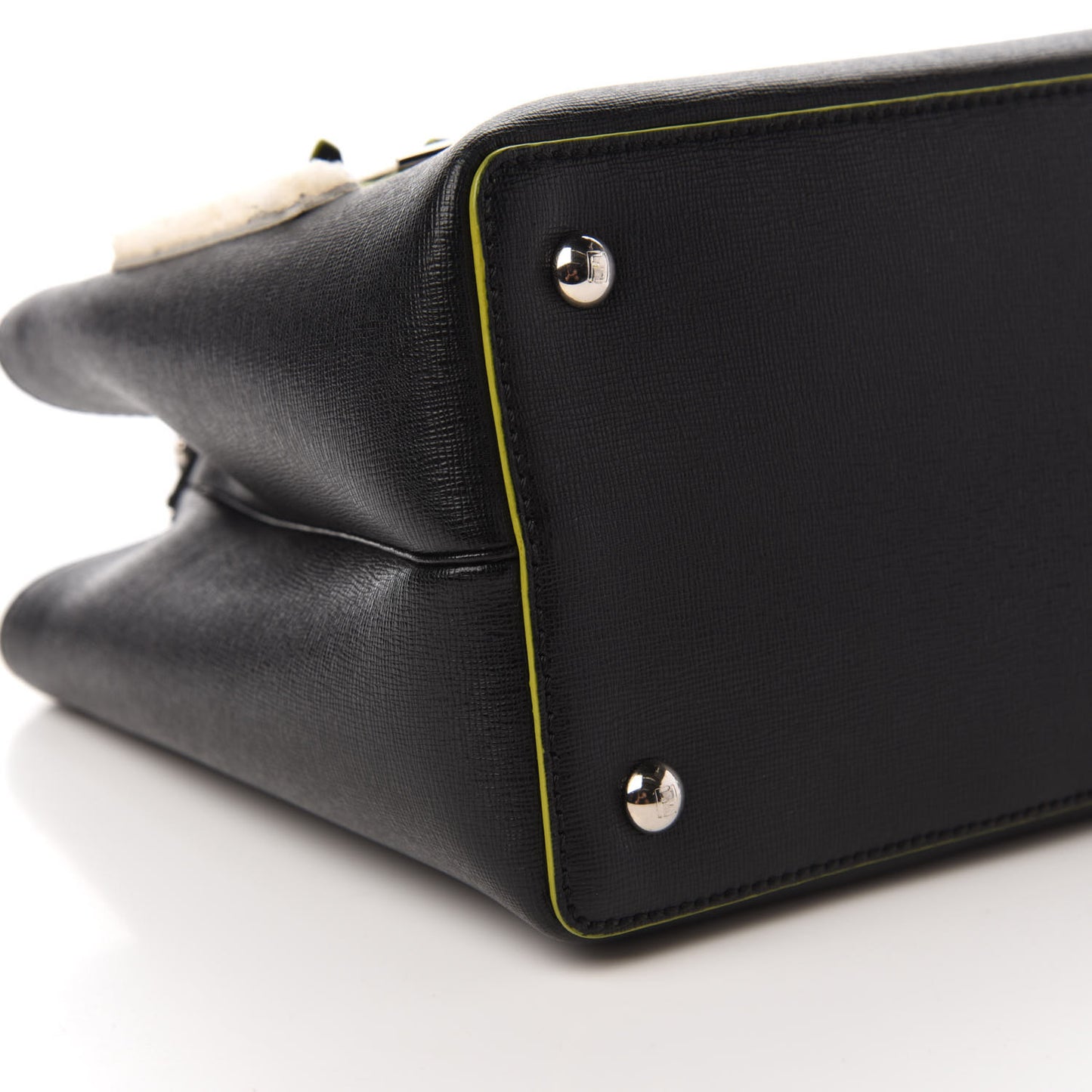 Vitello Elite Shearling Block Letter Petite 2Jours Tote Black