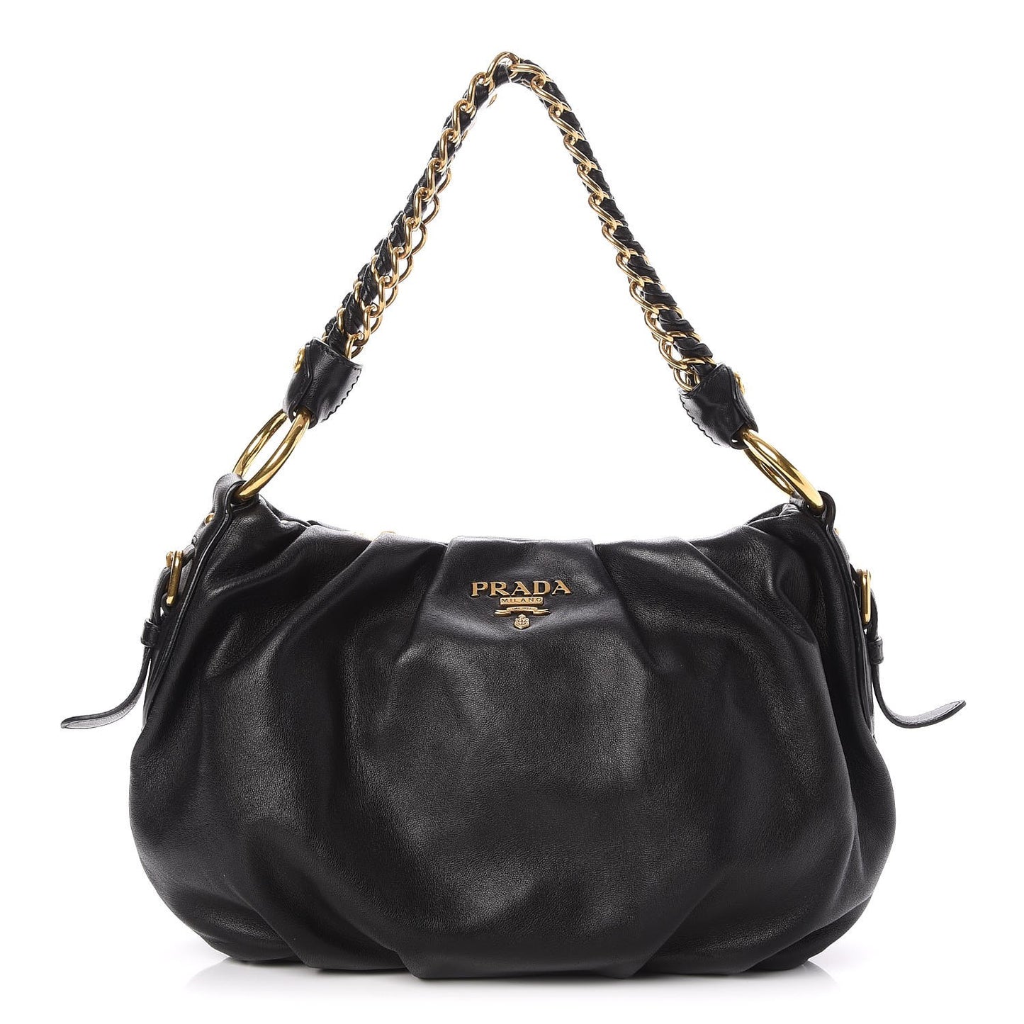 Soft Calf Pleated Hobo Black