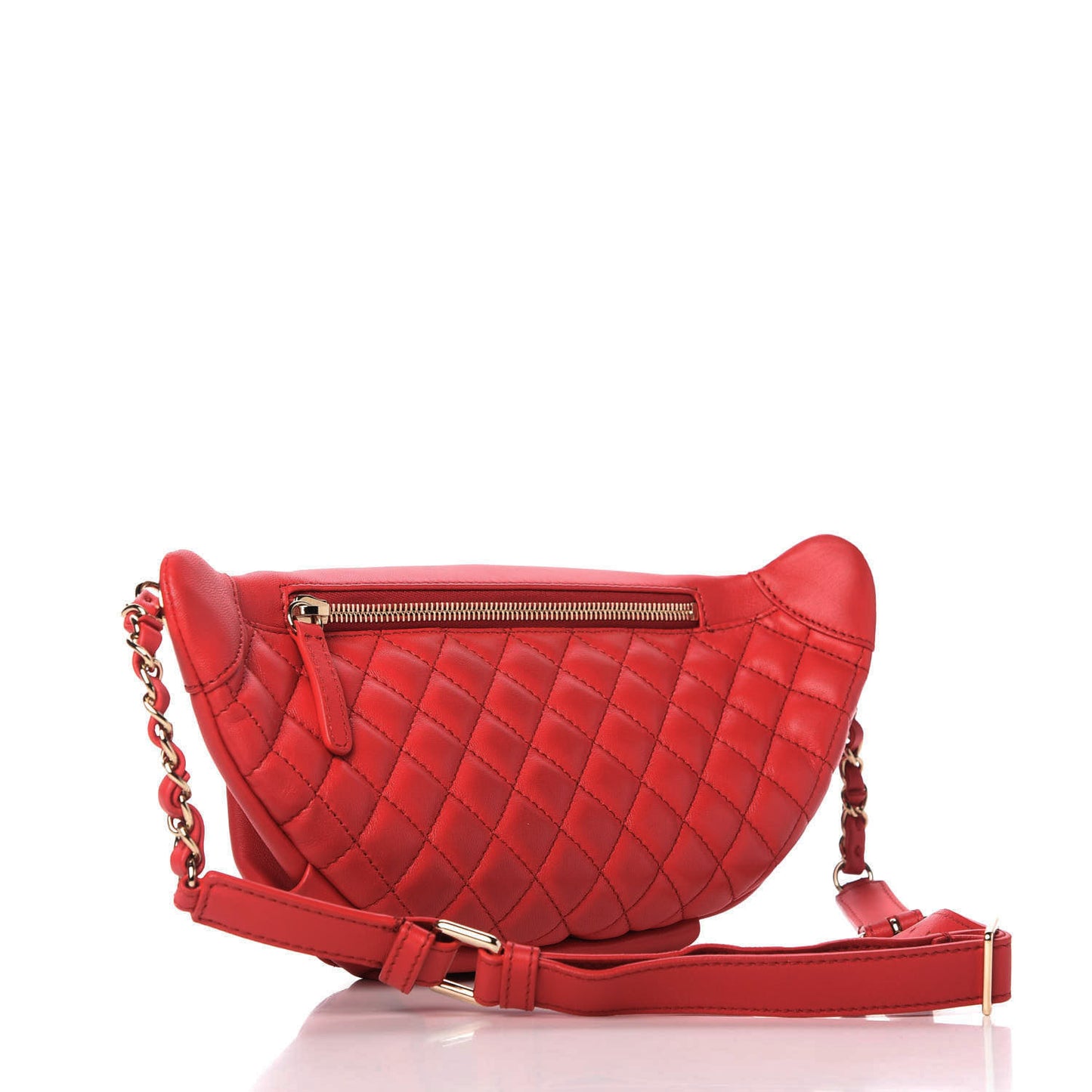Lambskin Quilted Waist Belt Bag Red