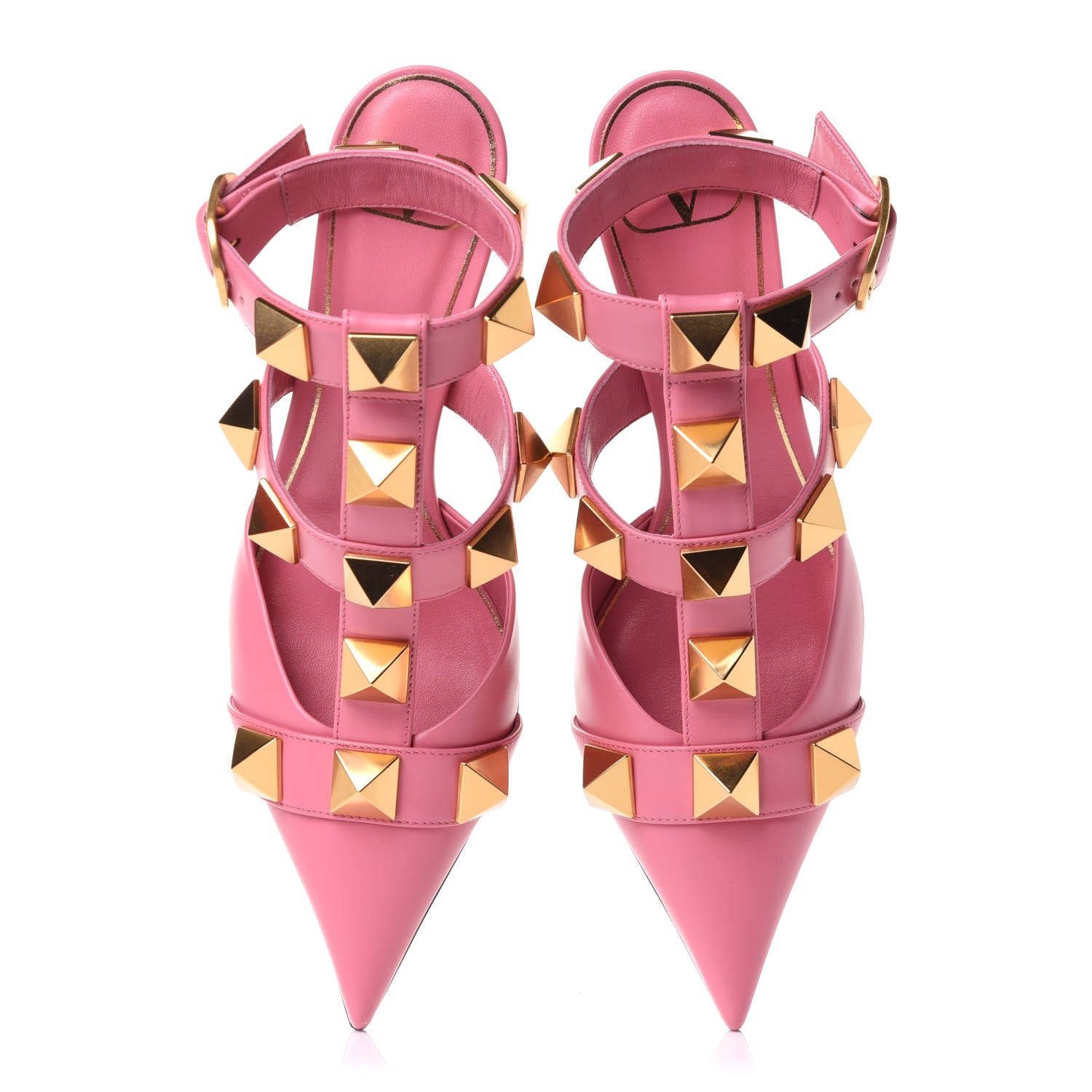 Valentino Garavani Calfskin Roman Stud Ankle Strap 80mm Pumps 36.5 Flamingo Pink 5 of 9