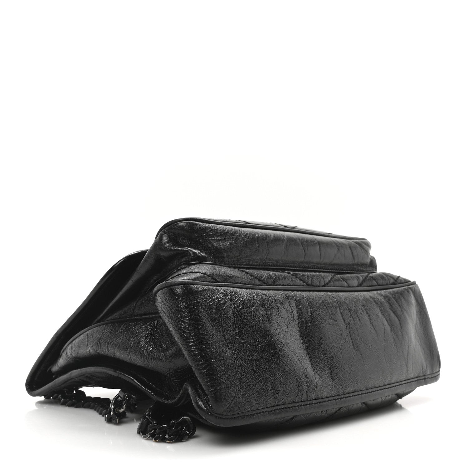 Saint Laurent Crinkled Calfskin Matelasse Monogram Large Niki Chain Satchel Black 4 of 10