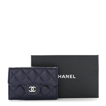 Chanel Caviar Quilted Flap Card Holder Wallet Navy Blue 9 of 9