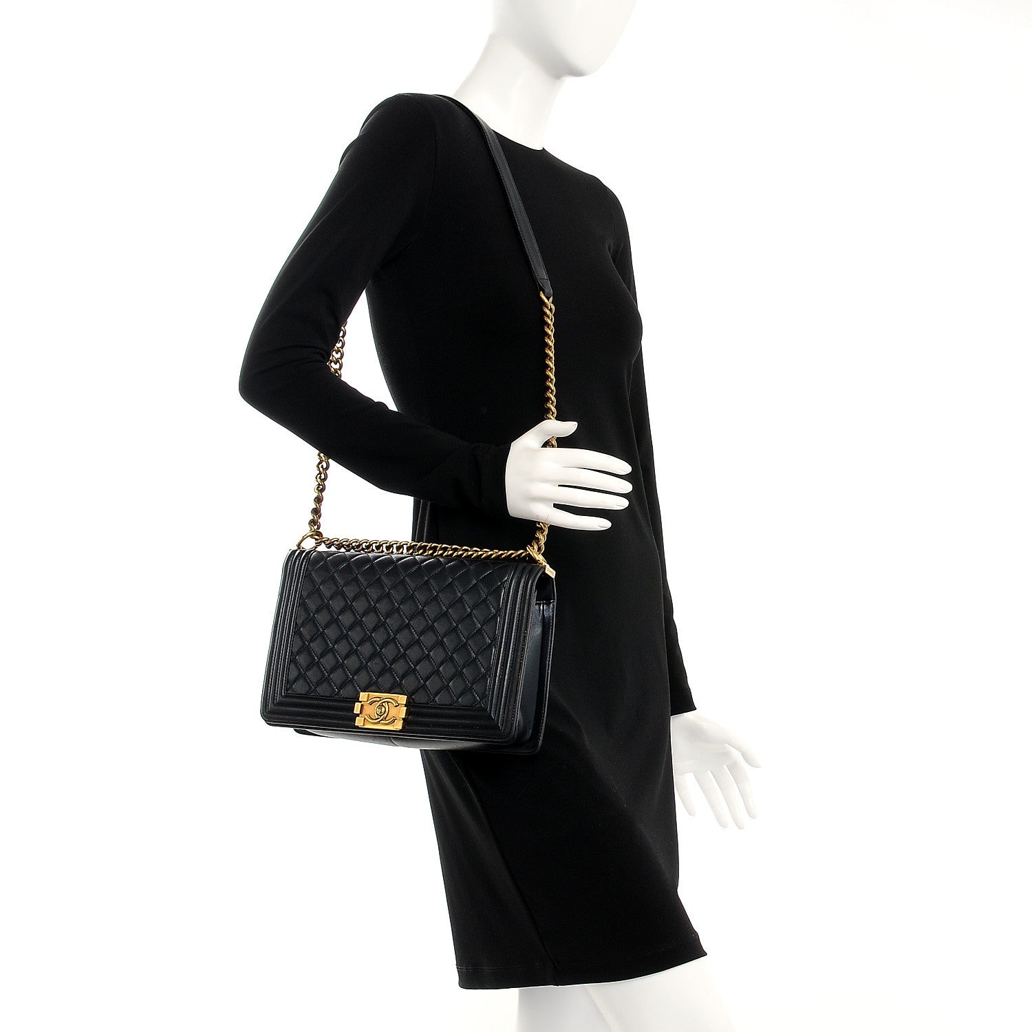 Chanel Lambskin New Medium Boy Flap Pearly Black 2 of 13