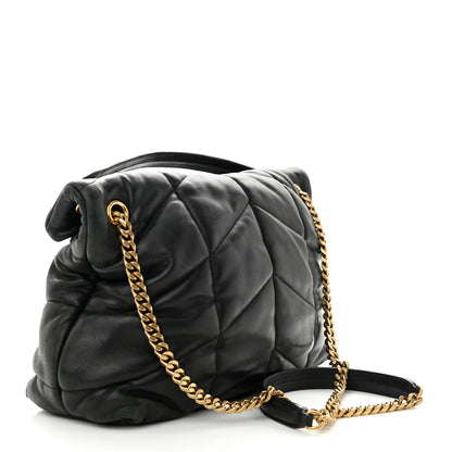 Saint Laurent Lambskin Quilted Medium Loulou Puffer Monogram Chain Satchel Black 3 of 15