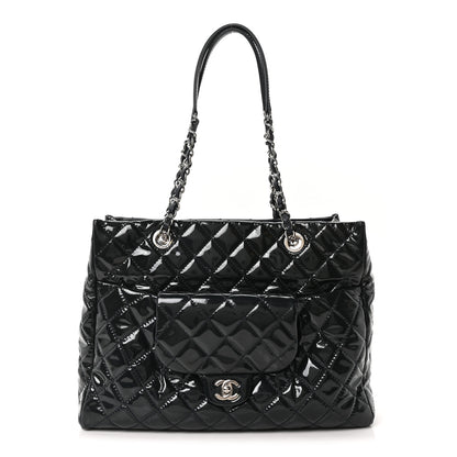 Chanel Patent Quilted Large Coco Shine Shopping Tote Navy 1 of 10